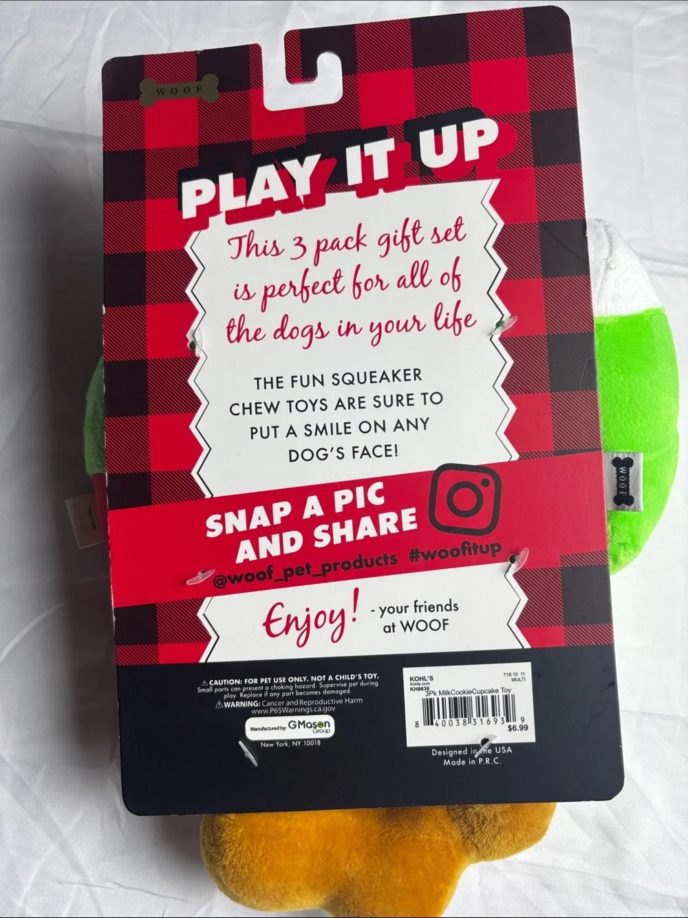 BNWT Woof Dog Toys W/Squeakers 3 pack